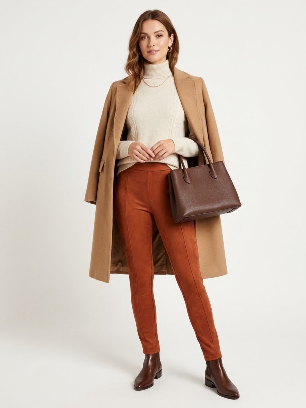Amber Orange Faux Suede Pants -Medium